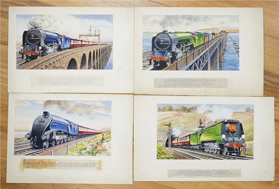 four original watercolours for postcards by Alan Anderson