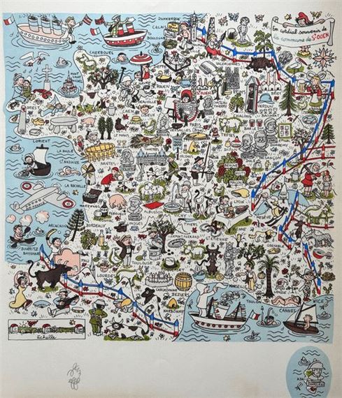 Jean Effel | Animated map of France | MutualArt