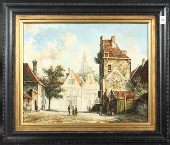 L. Roth | Dutch street scene with figures | MutualArt