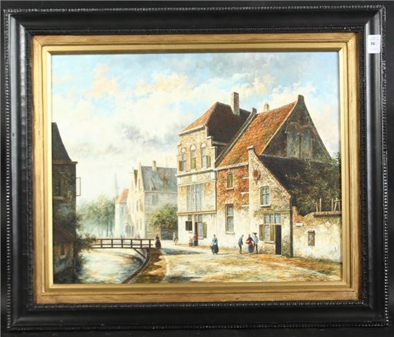 L. Roth | Dutch street scene with figures | MutualArt