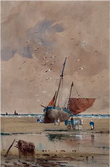 Fishing Boat hauled up on the Sands - Albert Proctor