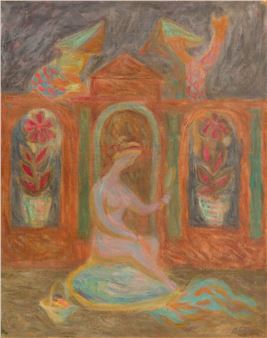 Siedząca kobieta z kwiatami - Witold Mars