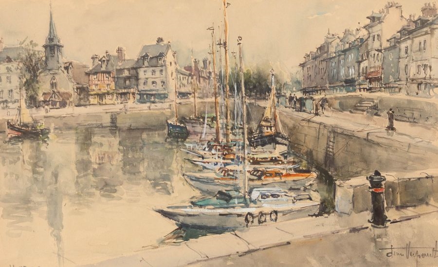 Artwork by Denis Verspecht, Denis VERSPECHT (1919-c.1996, Made of Watercolor heightened with white gouache