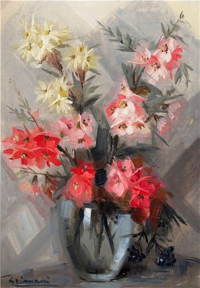 Still life of flowers in a vase by Beppi Grimani