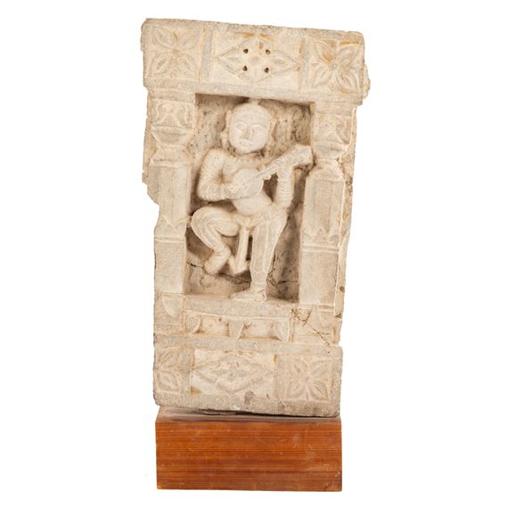 Indian Sandstone Musician Relief Stele by Indian School, 18th Century, circa 24