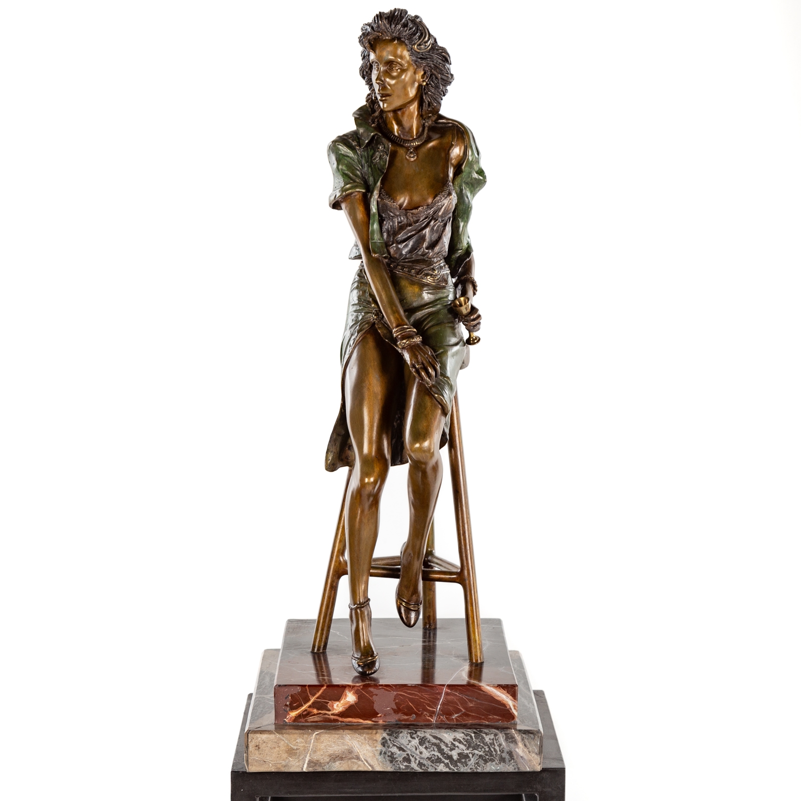 Artwork by Richard Shiloh, Woman with Martini, Made of bronze