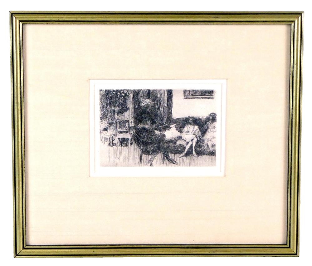Artwork by Édouard Vuillard, Interior Au Canape Au Soir, Made of etching