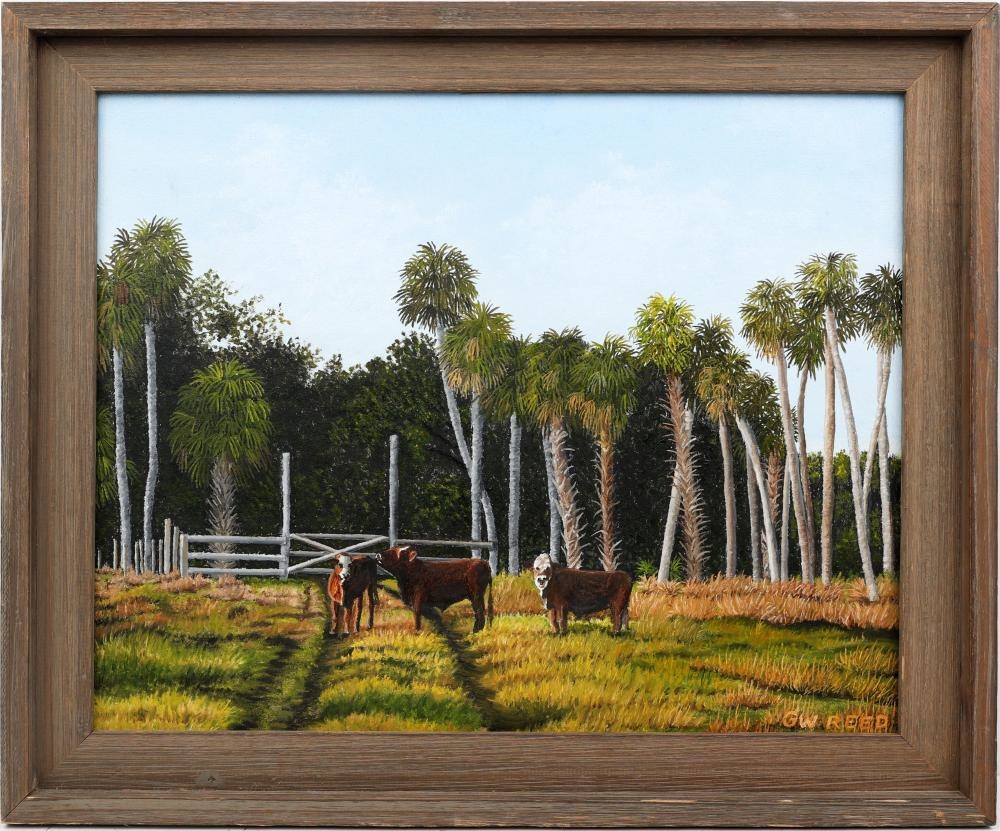 Artwork by G. W. Reed, DAY ON ADAMS RANCH, Made of Oil on Art Board