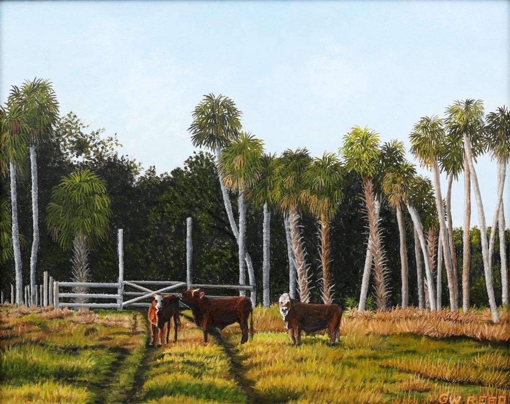 Artwork by G. W. Reed, DAY ON ADAMS RANCH, Made of Oil on Art Board