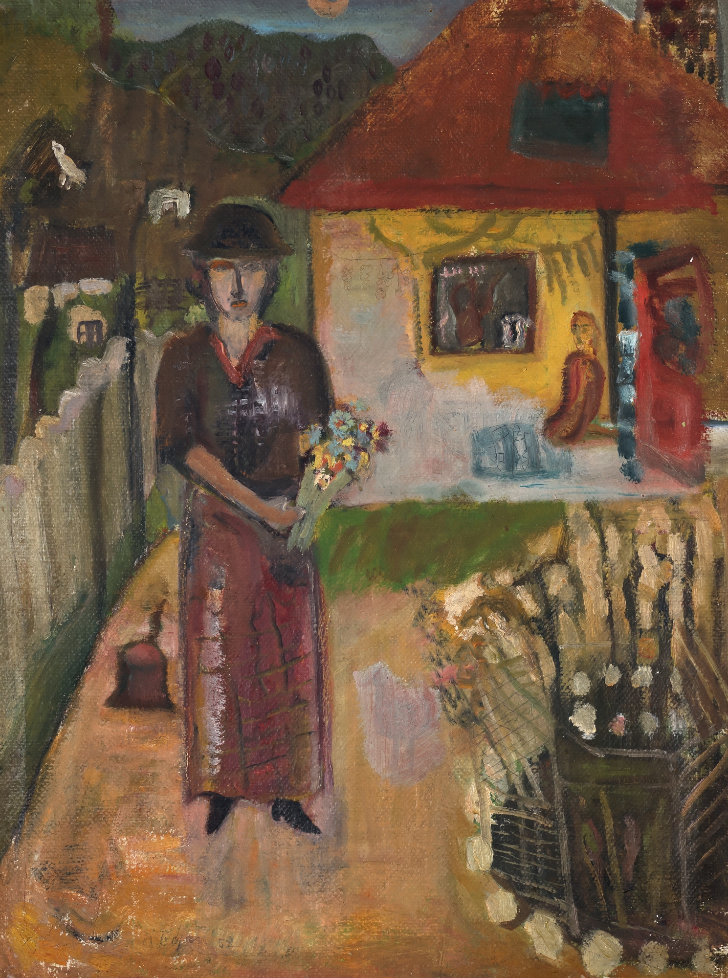 Aurel Cojan | Woman with bouquet (Circa 17) | MutualArt