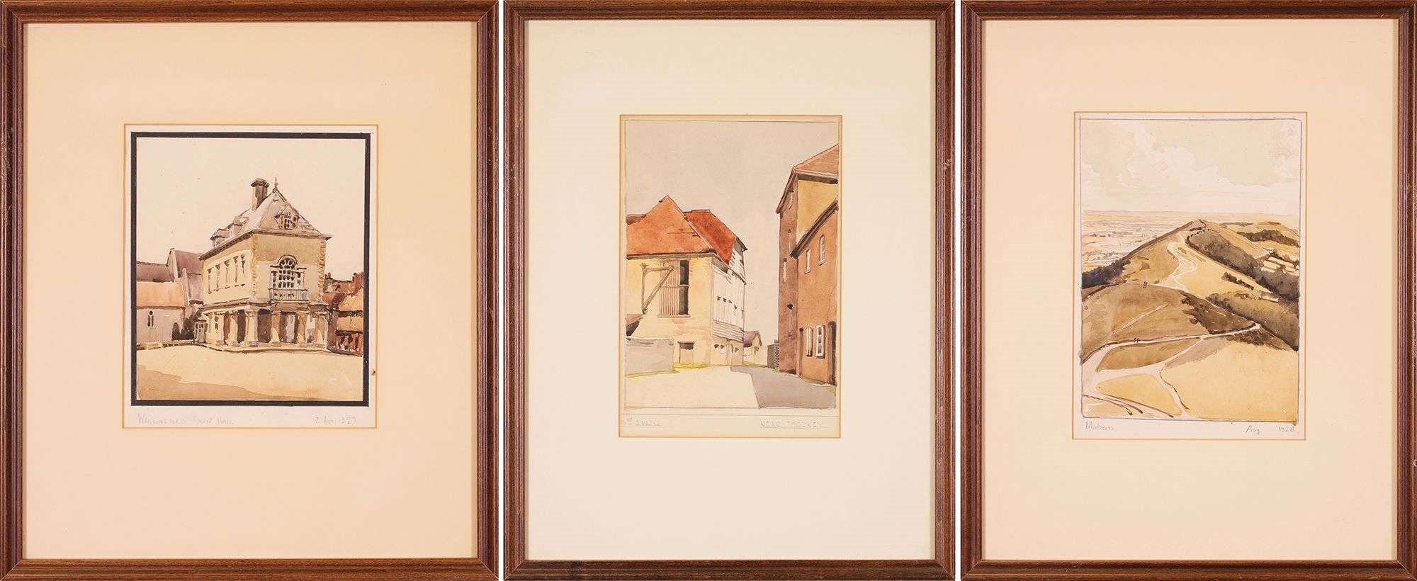 Artwork by Martin Hutchinson, Wallingford Town Hall; Near Thorney; Malvern, Made of Watercolour on paper
