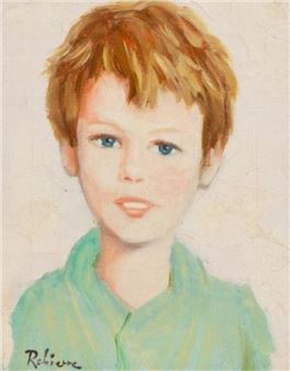 Small Portrait Painting of a Boy by Marc Robierre - Marc Robierre