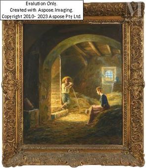 Couple de fermiers dans la grange - François Bearthaletz