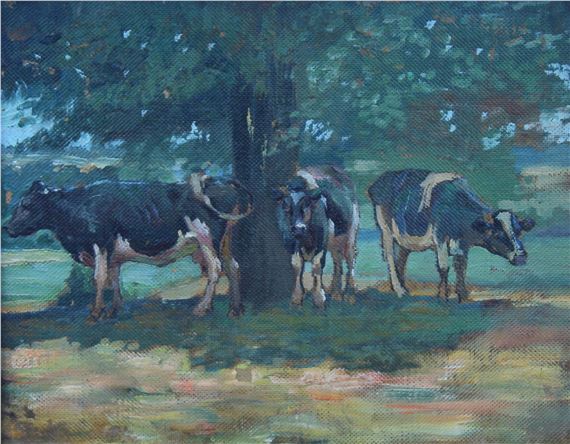 Cows Under a Tree by Louis F. Mueller
