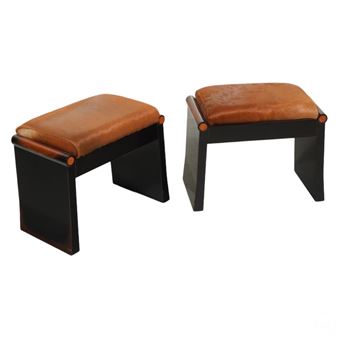 Pair Tomboy & Cowhide Design Stools - Judith Norman