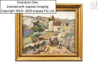 Artwork by Marcel Bach, Départ au champ, Made of Huile sur toile