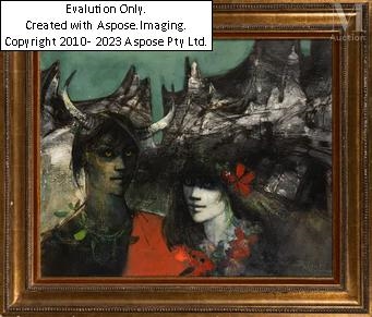 Artwork by Michel Pandel, La nymphe et le faune, Made of Oil on canvas