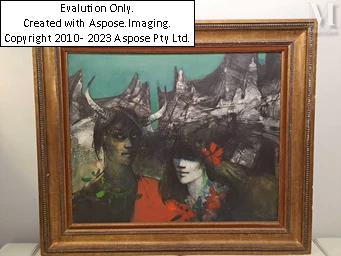 Artwork by Michel Pandel, La nymphe et le faune, Made of Oil on canvas