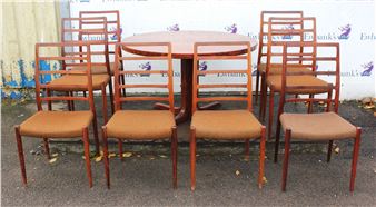 a set of eight rosewood ladder back chairs - Nils Moller
