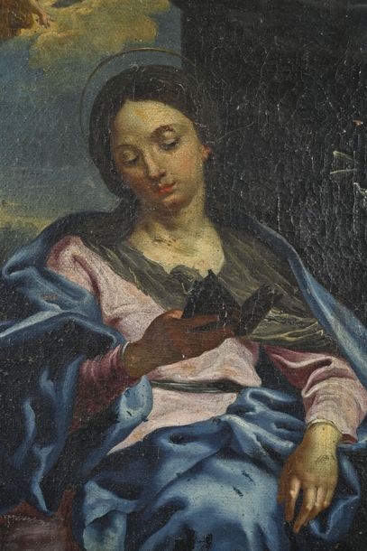 Artwork by Carlo Maratta, Madonna reading and the angel, Made of Oil on canvas