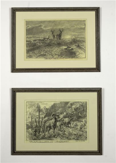 Set of Two Remington Calendar Sketches - Tom Beecham