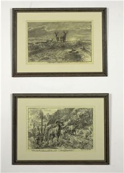 Set of Two Remington Calendar Sketches - Tom Beecham