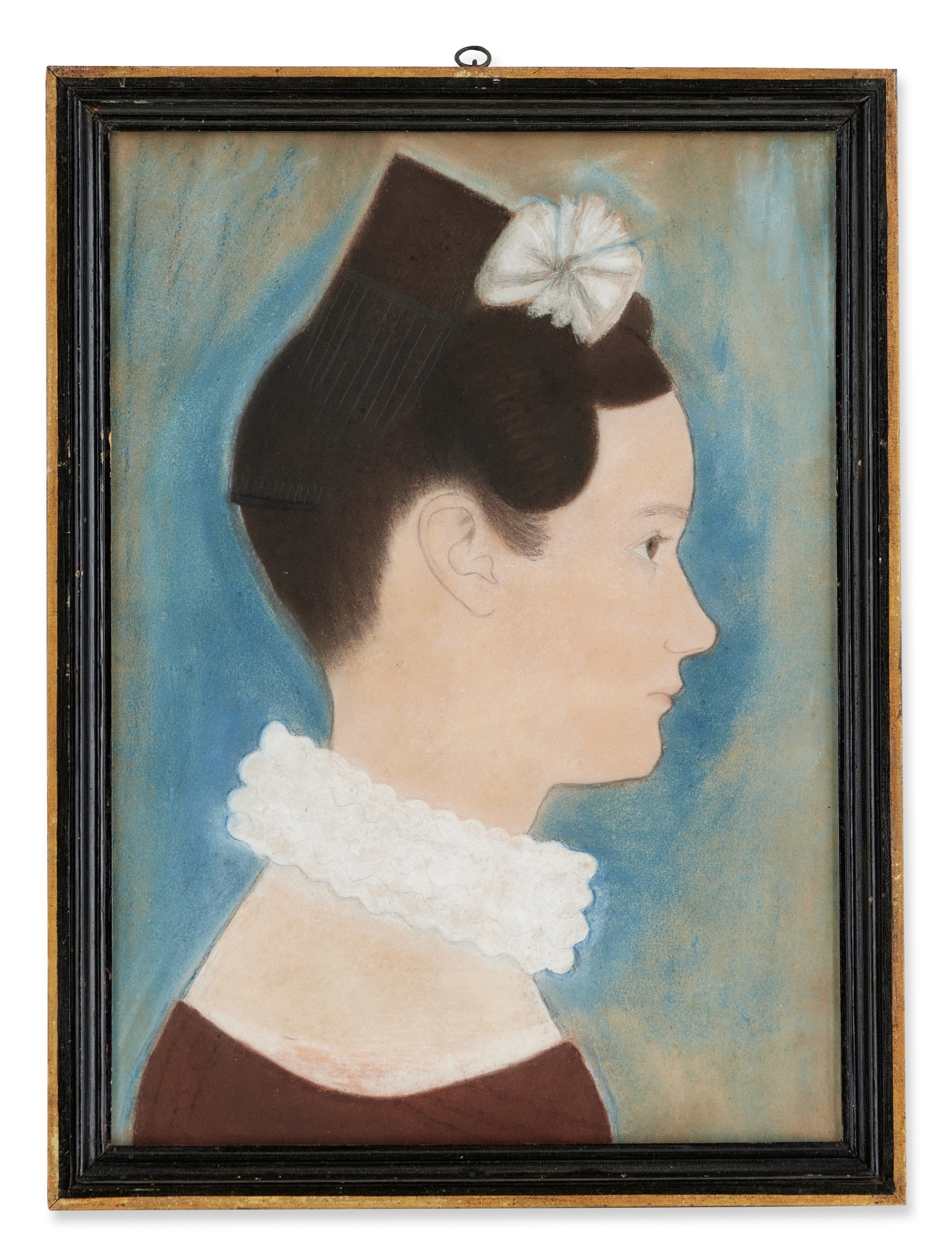 Artwork by Ruth Henshaw Miles Bascom, Harriet and Anson Spaulding of Westminster, Massachusetts, Made of Pastel and graphite on paper (2)