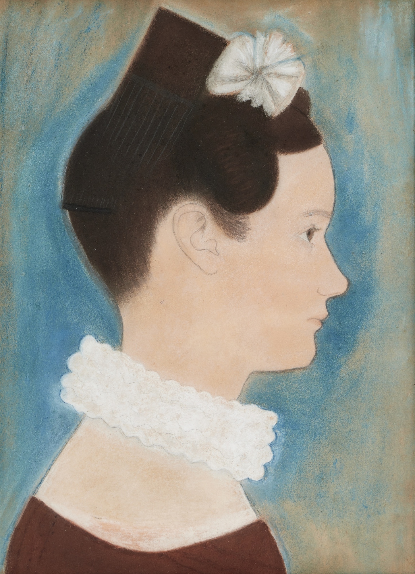 Artwork by Ruth Henshaw Miles Bascom, Harriet and Anson Spaulding of Westminster, Massachusetts, Made of Pastel and graphite on paper (2)