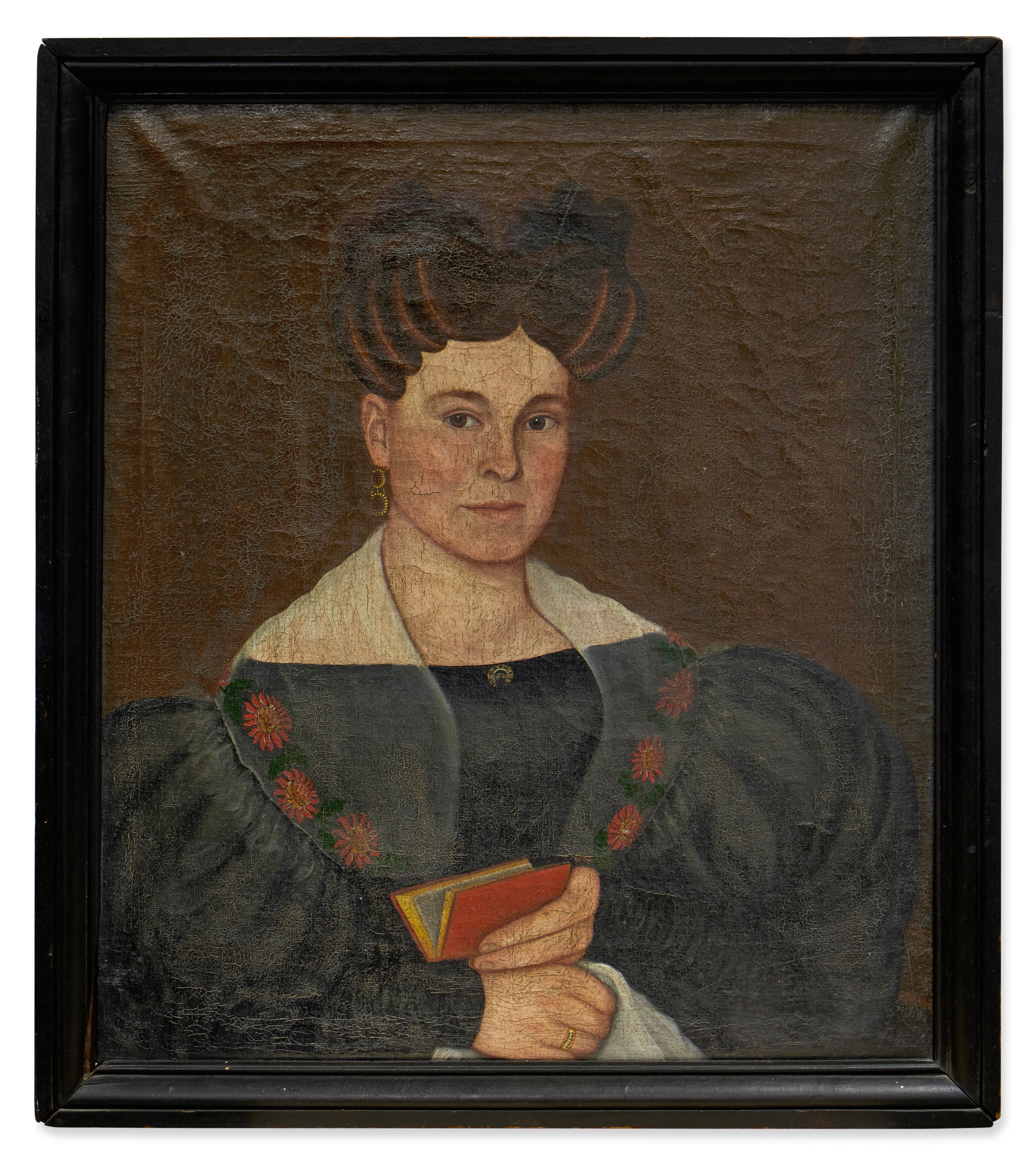 Artwork by Milton W. Hopkins, A Woman Holding a Red Book, Made of oil on canvas