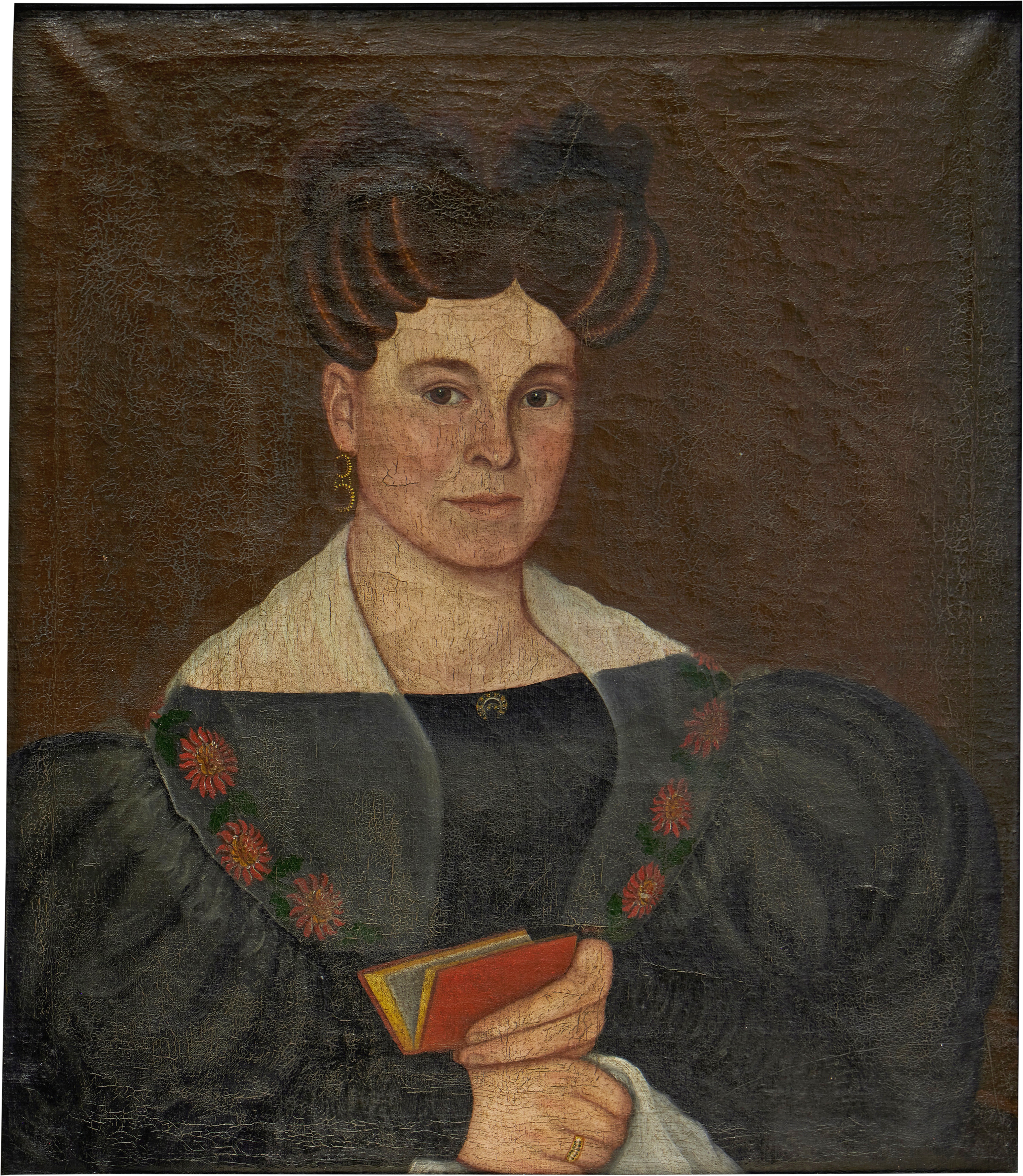 Artwork by Milton W. Hopkins, A Woman Holding a Red Book, Made of oil on canvas