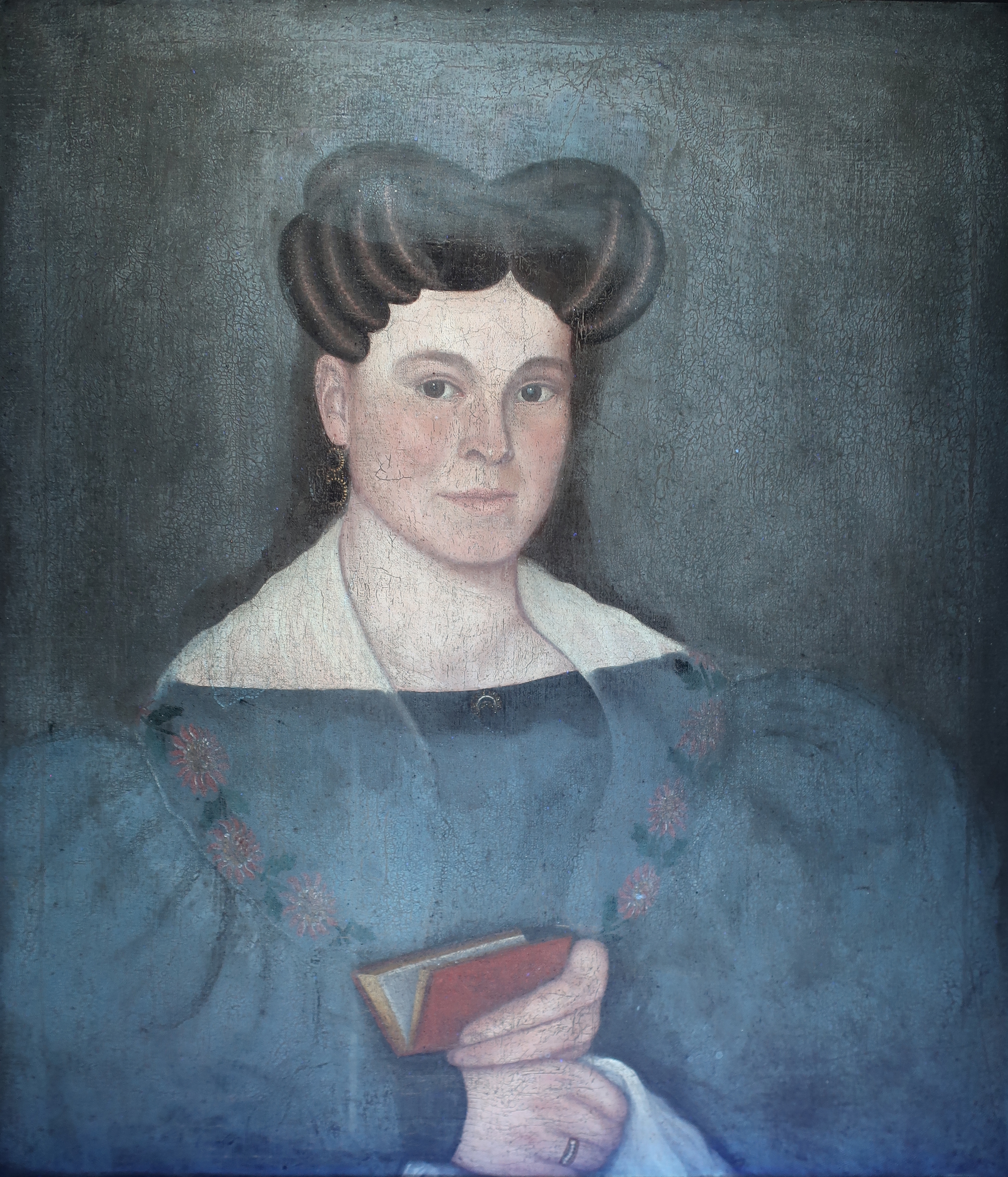 Artwork by Milton W. Hopkins, A Woman Holding a Red Book, Made of oil on canvas