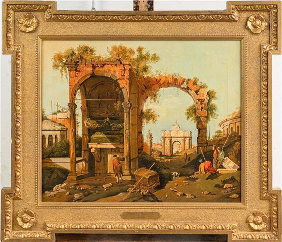 Capricio with monuments and visitors by Canaletto