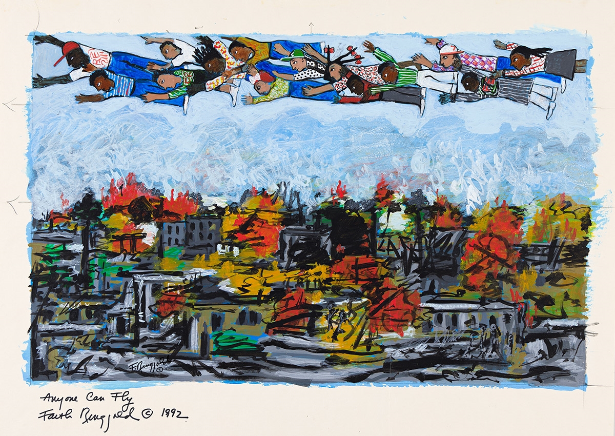 Artwork by Faith Ringgold, Anyone Can Fly, Made of Acrylic on wove paper