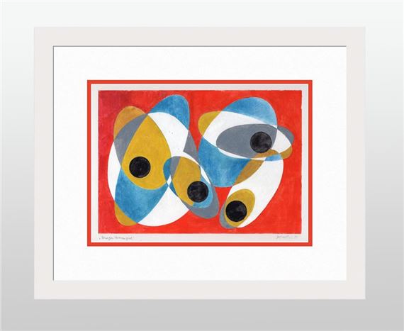 Josef Johann Mathis | Mathis Original Gouache Busy moving Forms Framed ...