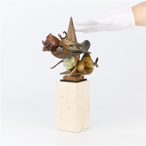 20th c. Theodore T. Gall Bronze Witch Sculpture by Theodore Gall