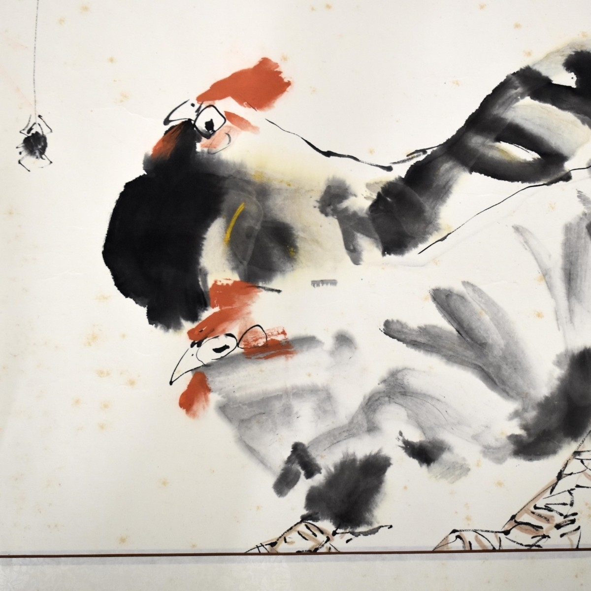 Artwork by Liu Gong Xia, Chinese Scroll Painting of Rooster Water Color by Liu Gong Xia, Made of scroll painting