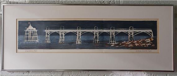 After Edna Lamb. A signed coloured Print of Clevedon Pier - Edna Lumb