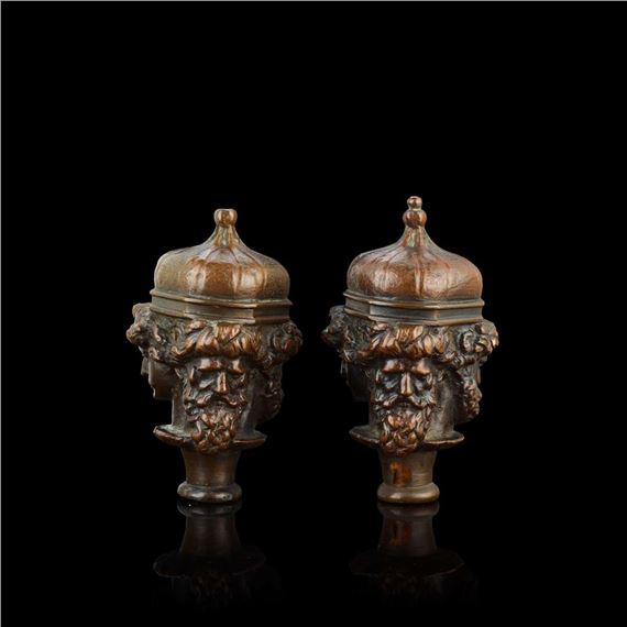 PAIR OF ITALIAN BRONZE FINIALS - Lorenzo Ghiberti