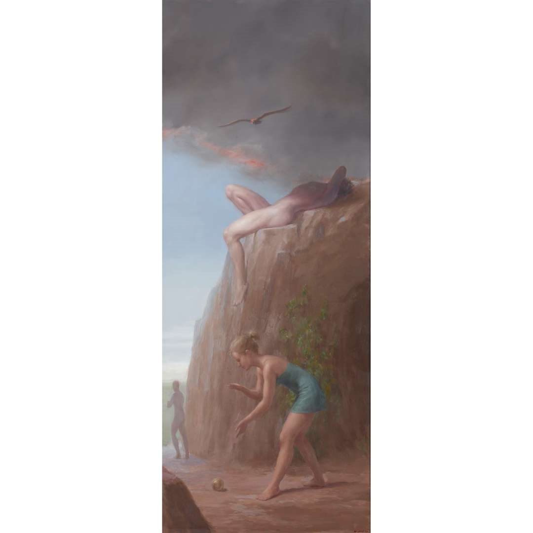 Artwork by Harry Holland, MYTHOLOGICAL FRIEZE (DANAË; GANYMEDE; IO; PROMETHEUS & ATALANTA; DIANA & ACTAEON; ICARUS; DAPHNE; THESEUS & ARIADNE) - COMMISSION FOR BERNARD & MIRABEL KELLY, 2002, Made of oil on panel