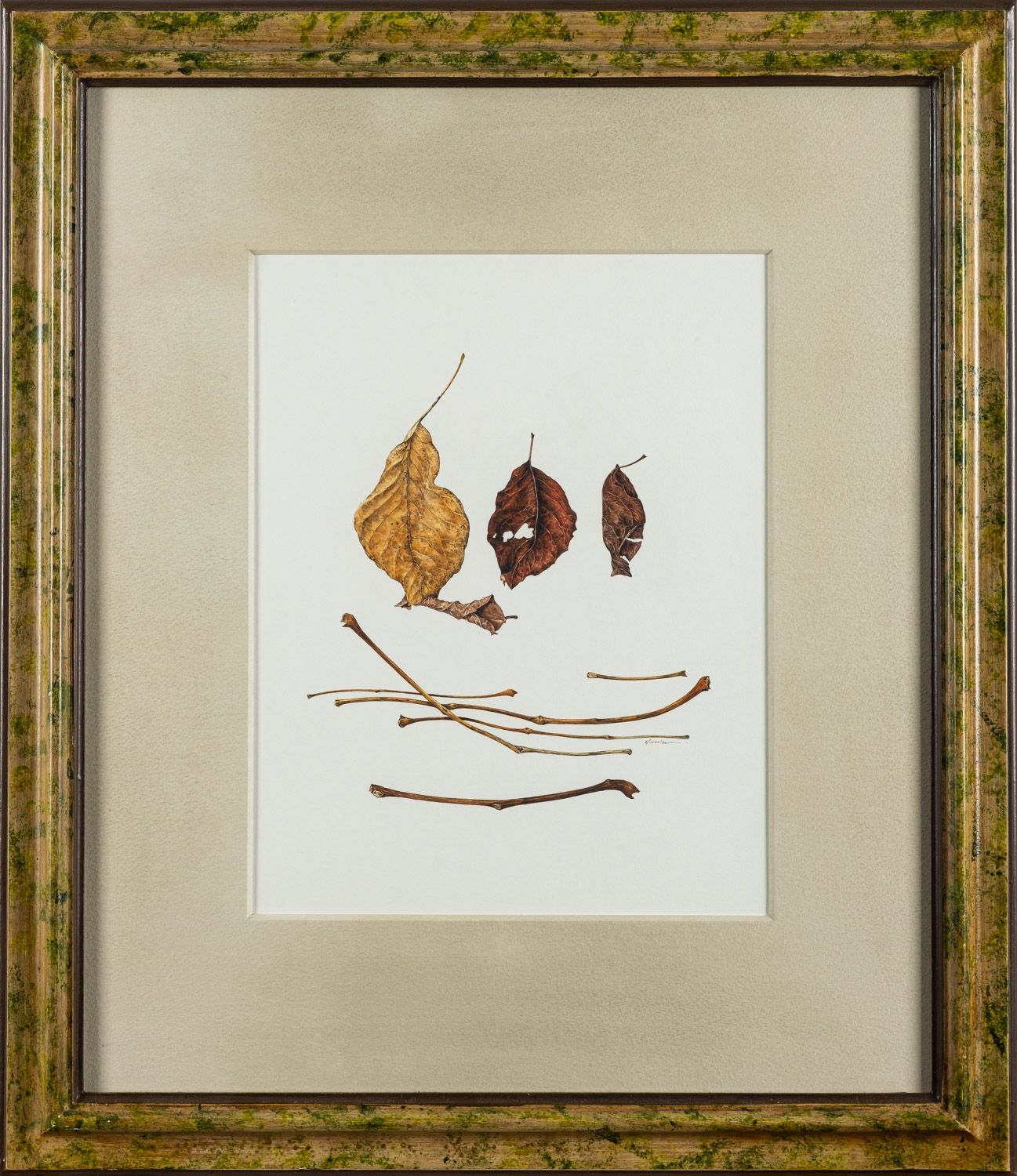 Kate Nessler | Four Leaves with Stems - Watercolour | MutualArt