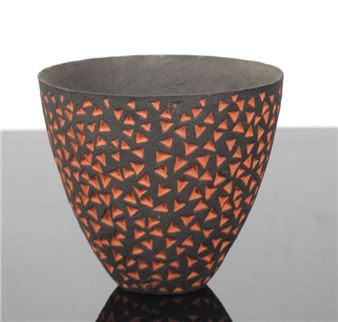 Stoneware landscape bowl signed under the base - Agnès His