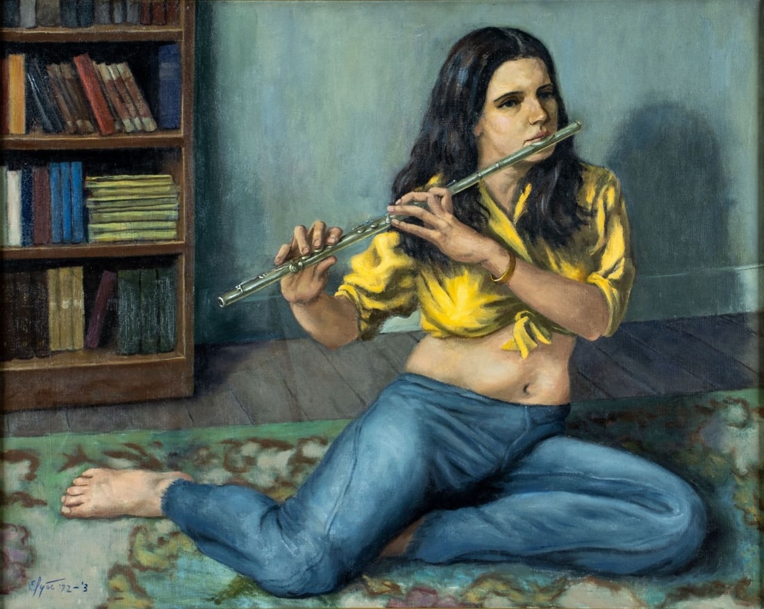 Artwork by Elyot Henderson, The Flute Player, Made of oil on canvas