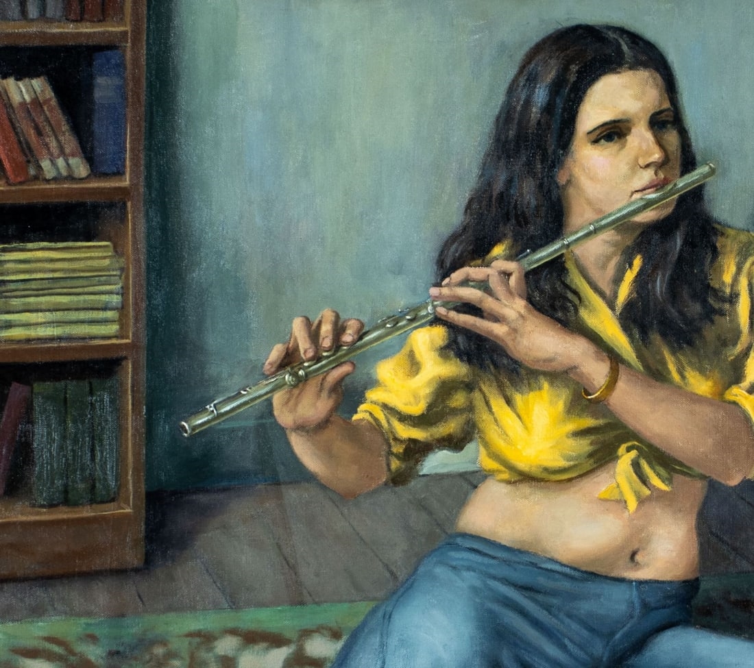 Artwork by Elyot Henderson, The Flute Player, Made of oil on canvas