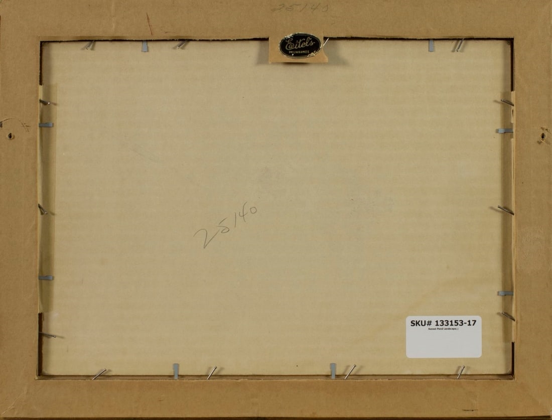 Artwork by Hope Vette, Sunset Pond Landscape, Made of oil on canvas. Canvas applied to board