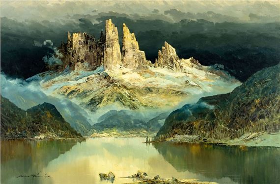 Mountain Lake Landscape by Heinz Munnich, 1921