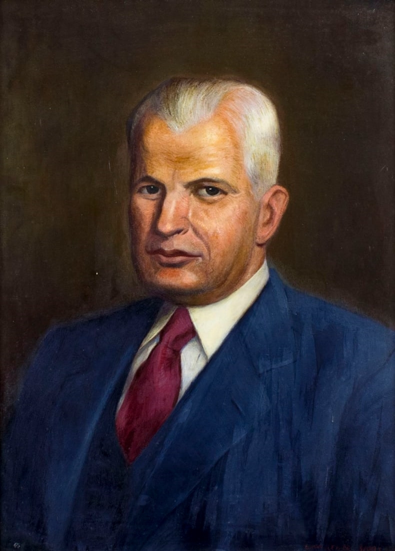 Artwork by Lawrence Saint, Portrait of Man, Made of oil on board