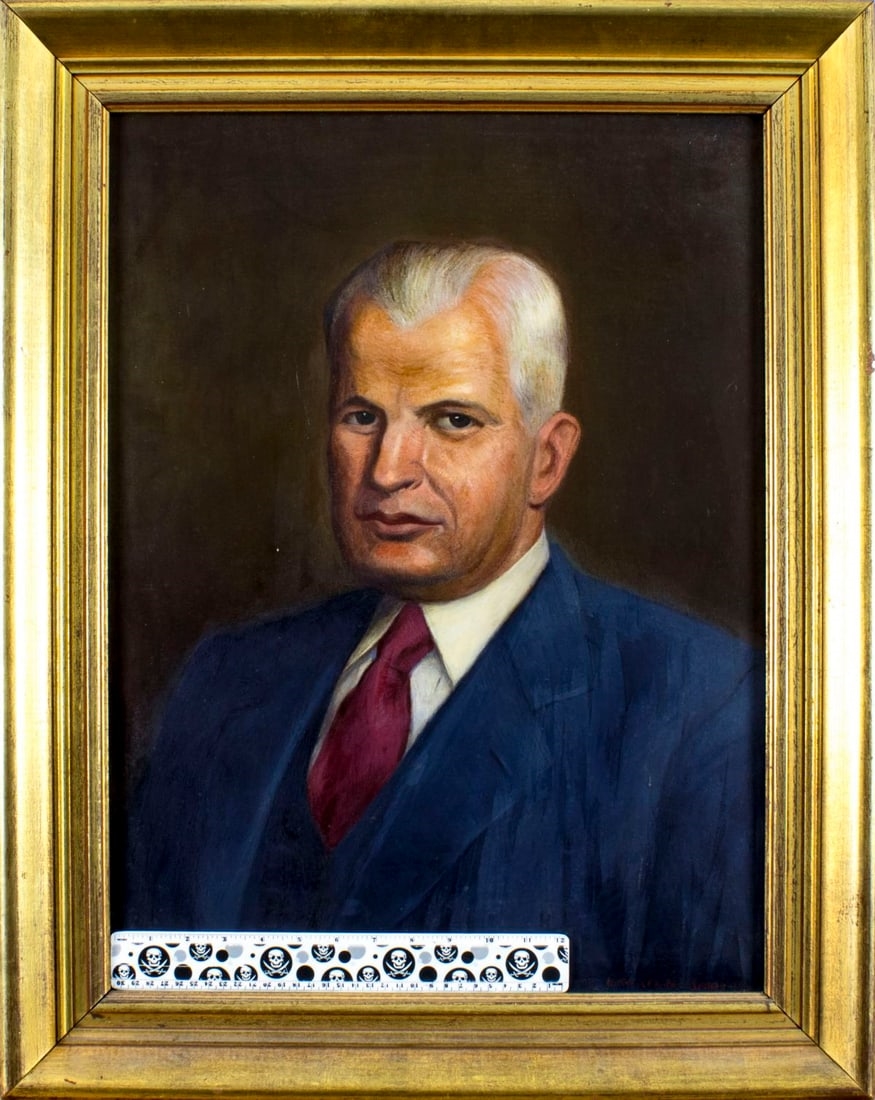 Artwork by Lawrence Saint, Portrait of Man, Made of oil on board