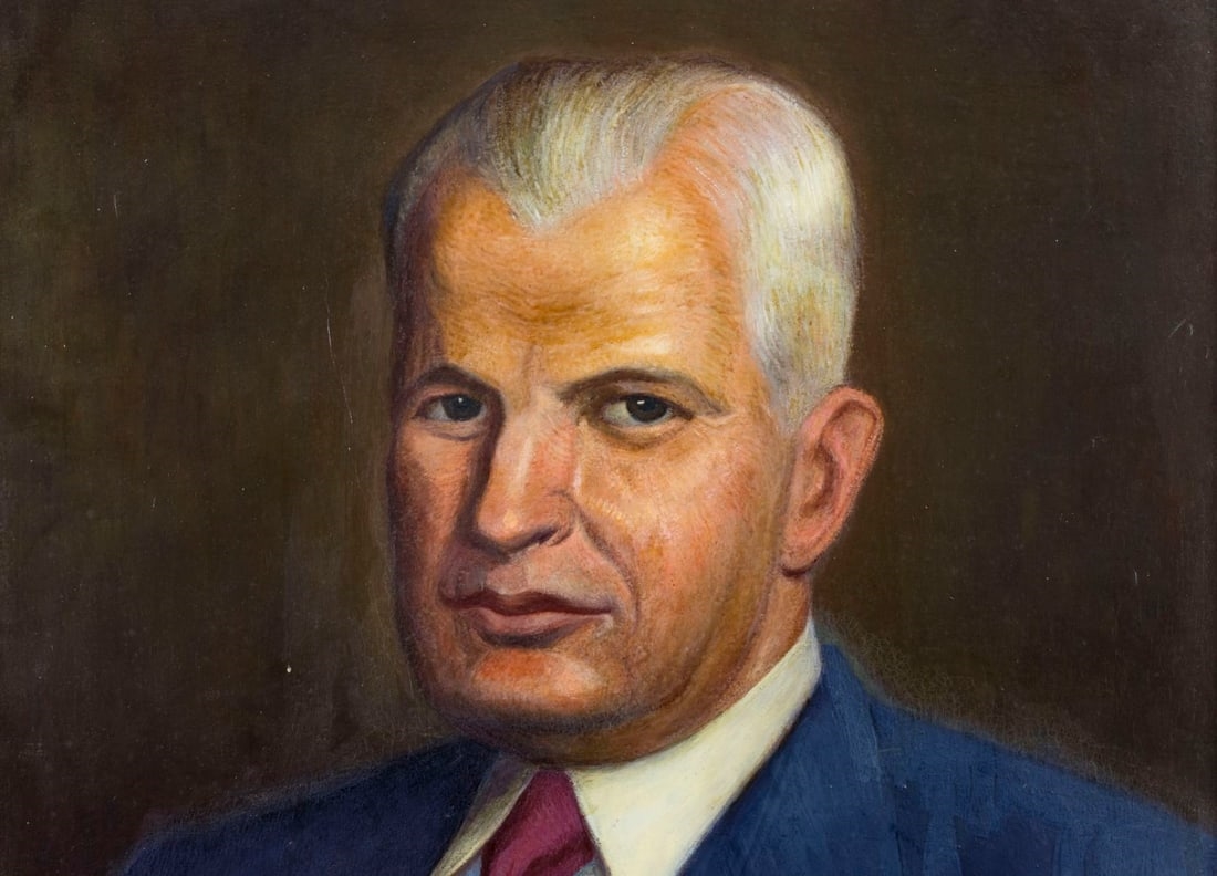 Artwork by Lawrence Saint, Portrait of Man, Made of oil on board