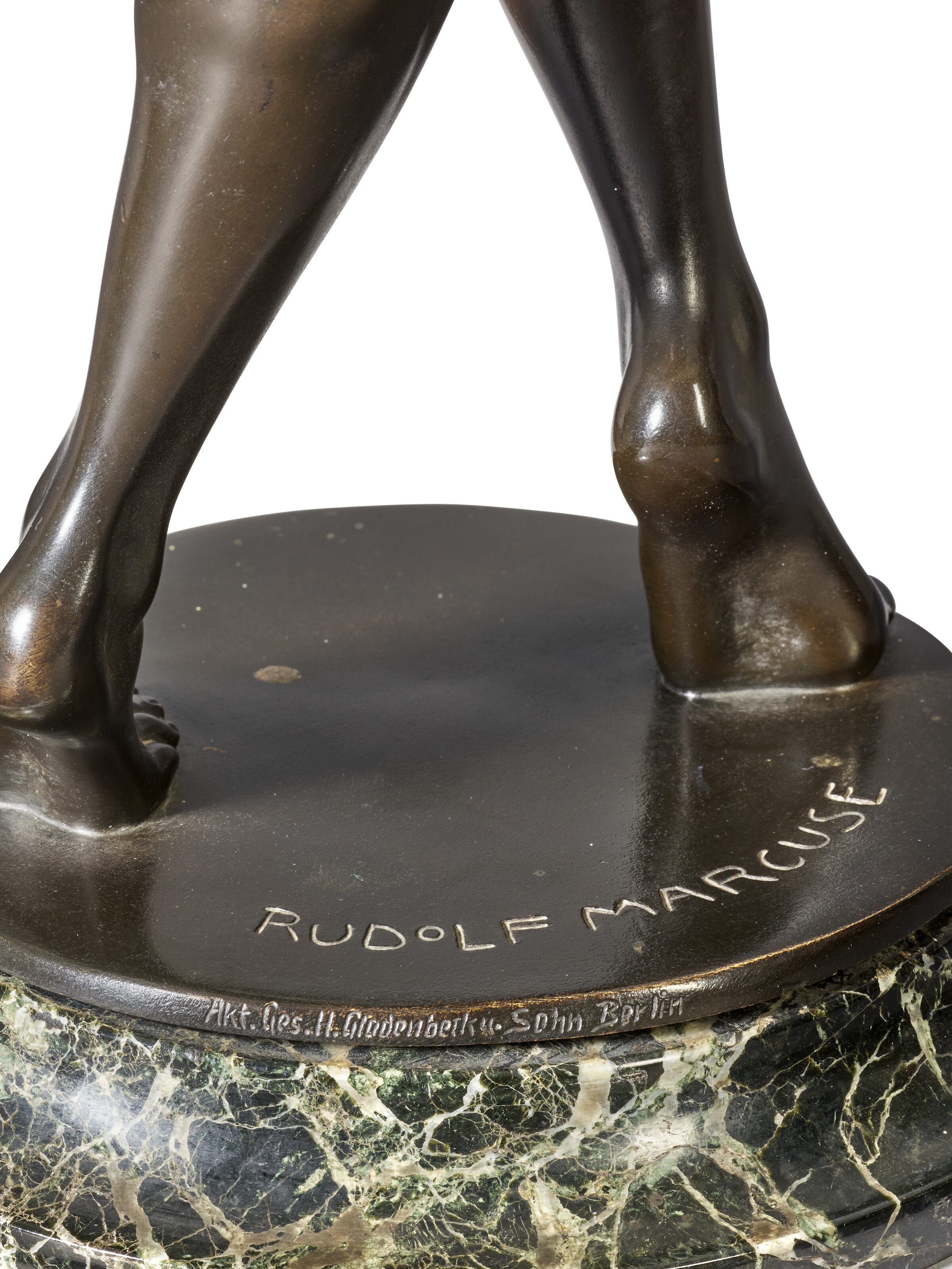 Artwork by Rudolf Marcuse, Snake Charmer, Made of patinated bronze with a dark brown patina