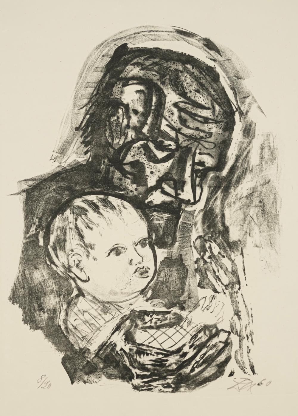 Artwork by Otto Dix, Alter Mann mit Kind, Made of Lithograph on wove paper